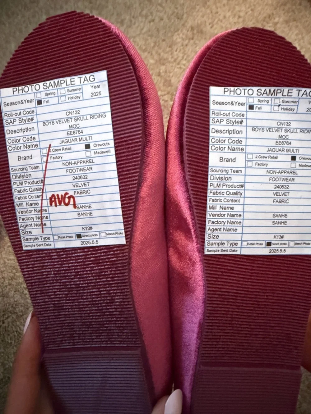 Crewcuts Burgundy Velvet Moccasins with Yellow Leopard Embroidery